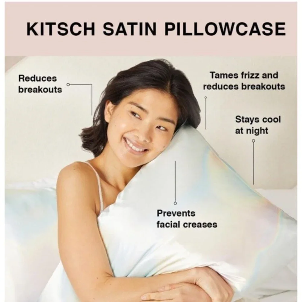 Kit-sch Well Rested Satin Pillowcase Pillow Scrunchie 2 Pc Set Iridescent Aura